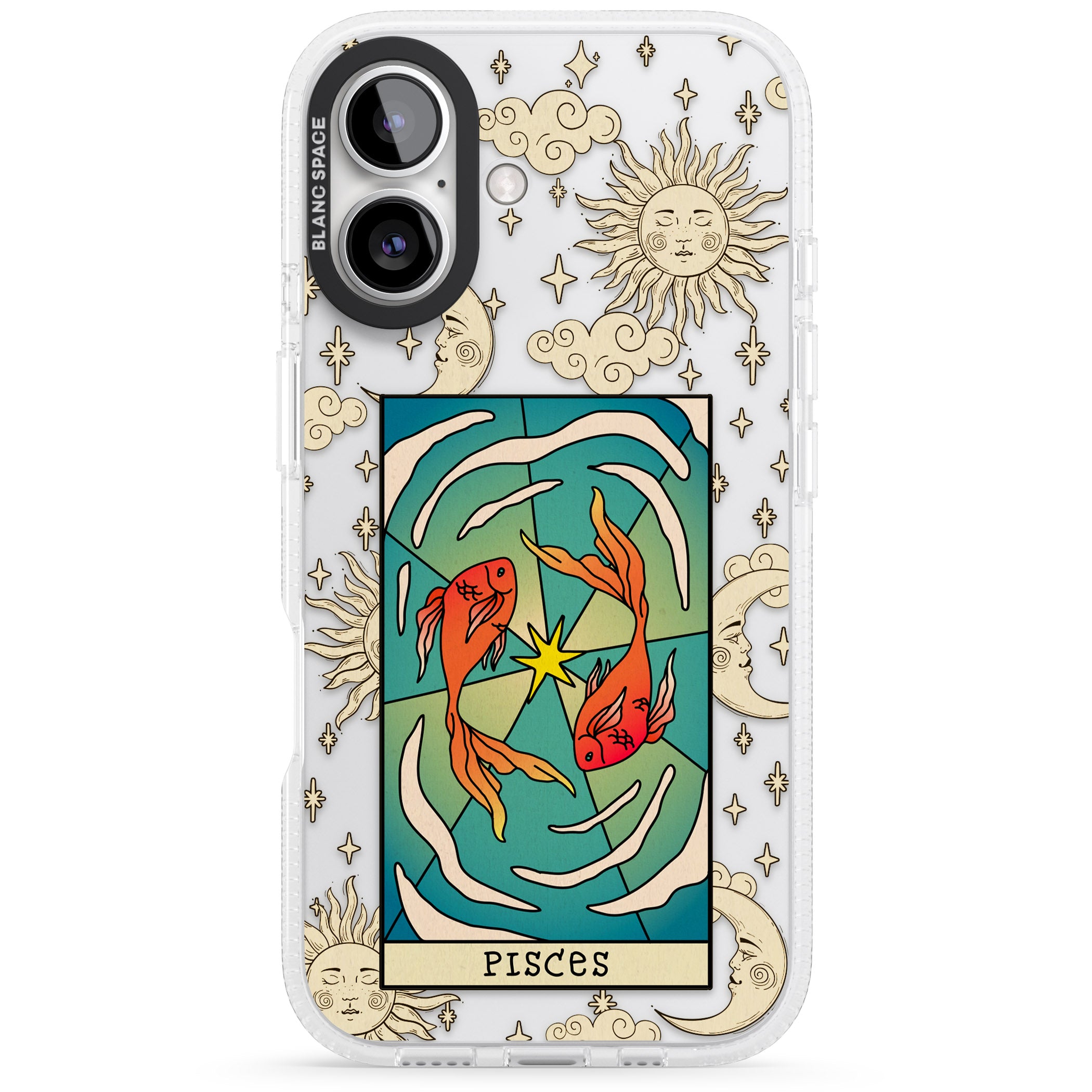 Celestial Zodiac - Pisces iPhone 16 / 16 Plus Clear Case Impact Air - Blanc Space