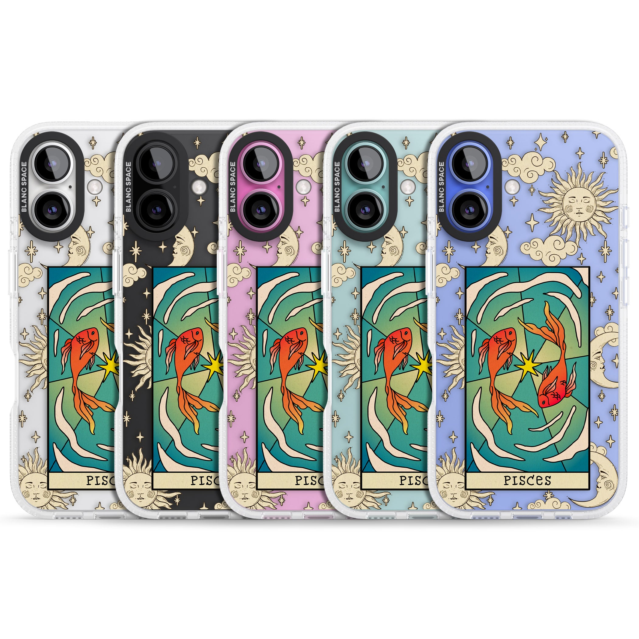 Celestial Zodiac - Pisces iPhone 16 / 16 Plus Clear Case Impact Air - Blanc Space
