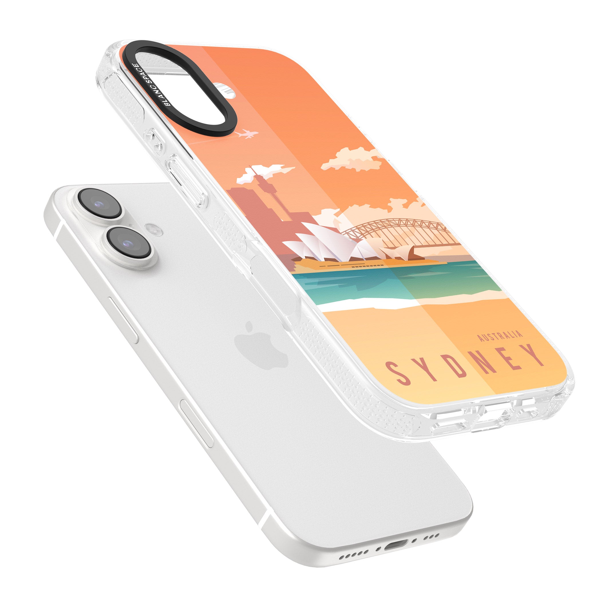 Vintage Travel Poster Sydney iPhone 16 / 16 Plus Clear Case Impact Air - Blanc Space
