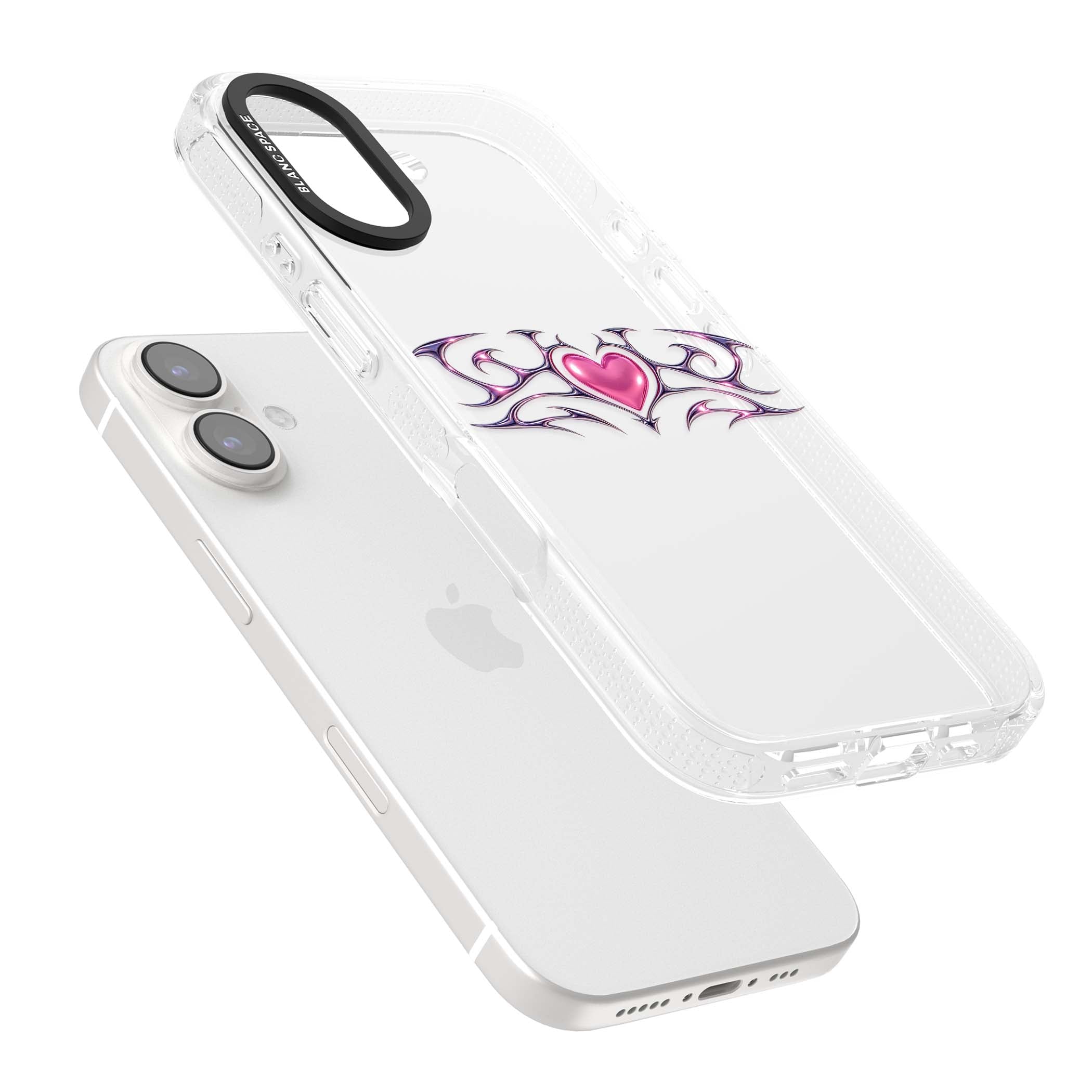Pink Chrome Heart y2k iPhone case | Clear Case Impact Air case for iPhone 16, iPhone 16 Plus