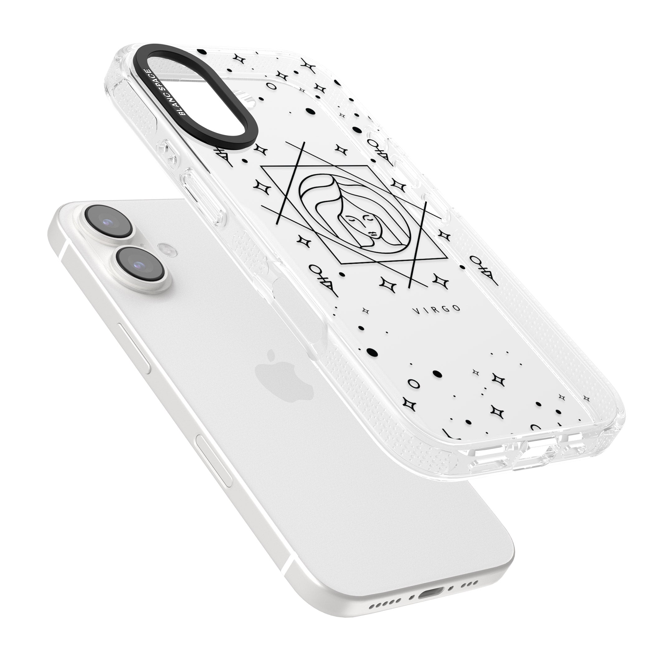 Virgo Emblem - Transparent Design iPhone 16 / 16 Plus Clear Case Impact Air - Blanc Space