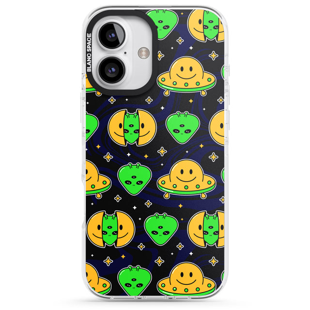 iPhone 16 Pro Max Alien Head Pattern Black Impact Phone Case