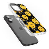 iPhone 16 Pro Max Acid Face Grid Pattern Black Impact Phone Case