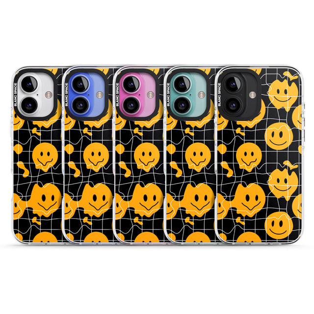 iPhone 16 Pro Max Acid Face Grid Pattern Black Impact Phone Case