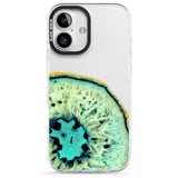 iPhone 16 Pro Max Turquoise & Green Gemstone Crystal Clear Design Black Impact Phone Case