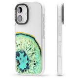 iPhone 16 Pro Max Turquoise & Green Gemstone Crystal Clear Design Black Impact Phone Case