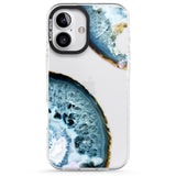 iPhone 16 Pro Max Blue, White & Yellow Agate Gemstone Black Impact Phone Case