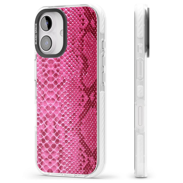 iPhone 16 Pro Max Pink Snakeskin Black Impact Phone Case