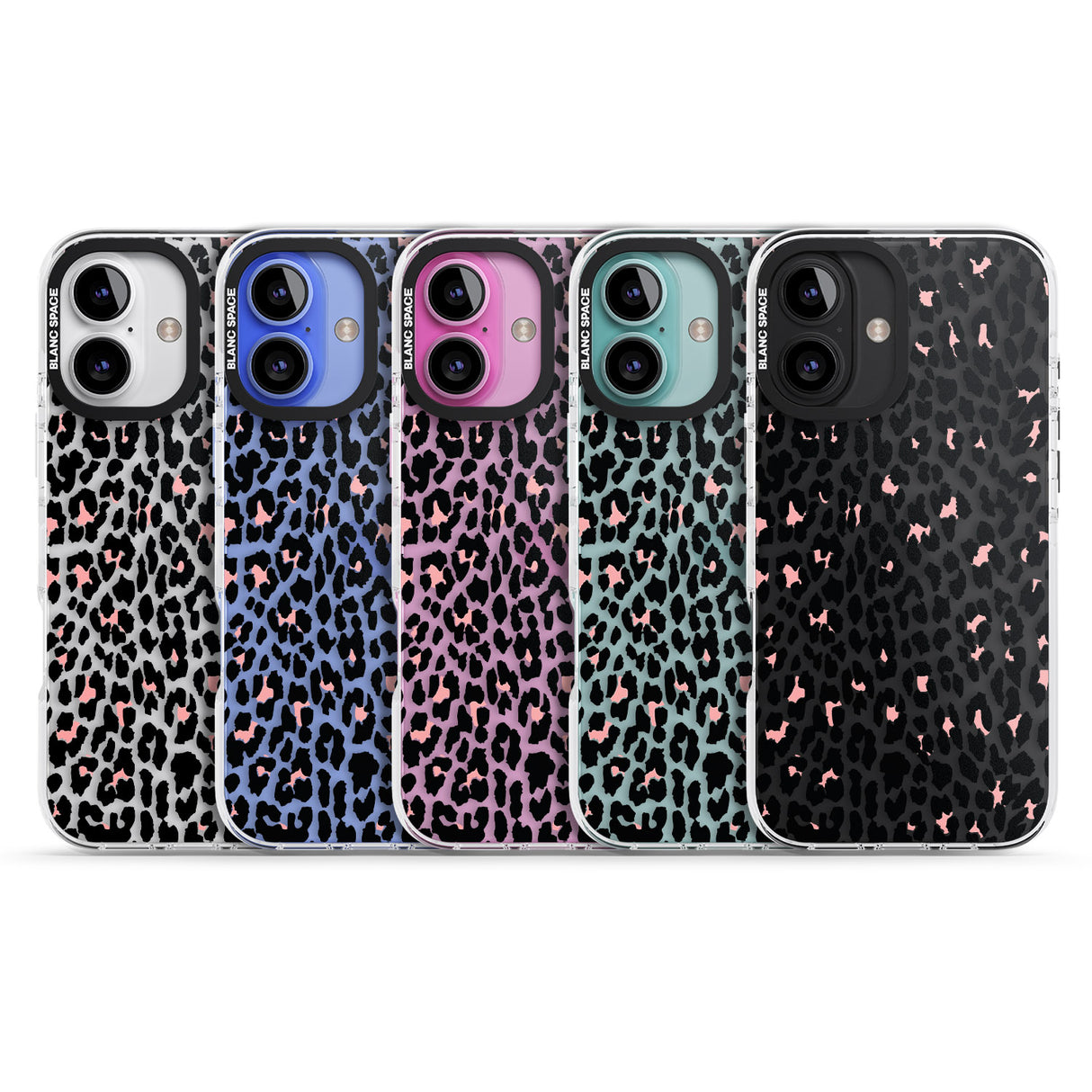 iPhone 16 Pro Max Light Pink Leopard Print - Transparent Black Impact Phone Case