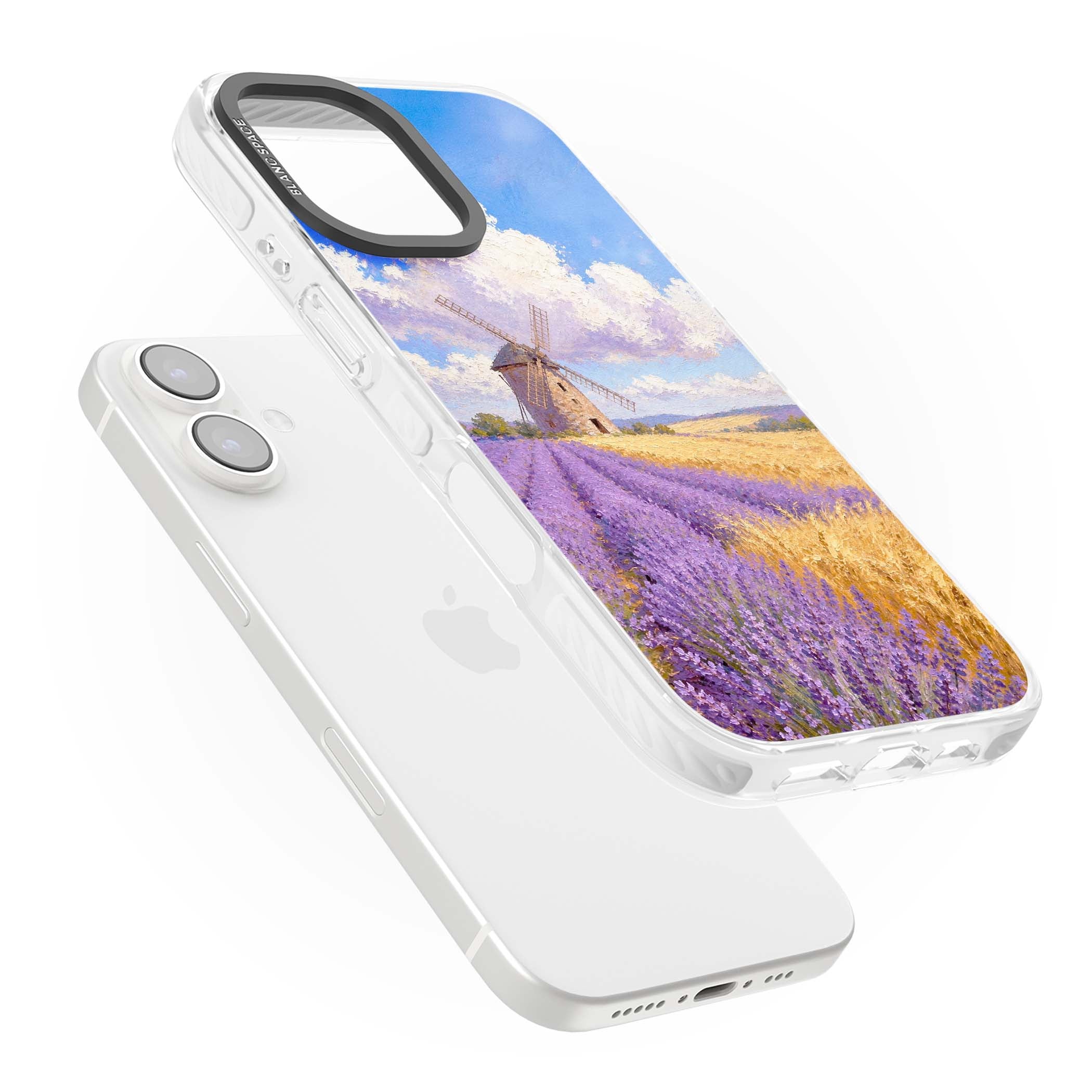 Lavender Mill cottagecore iPhone case featuring a French windmill, lavender field and golden wheat oil painting | Clear Impact case for iPhone 16, iPhone 16 Plus