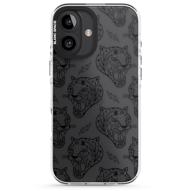 iPhone 16 Pro Max Black Tiger Roar Pattern Black Impact Phone Case