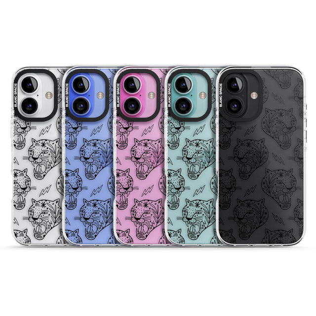 iPhone 16 Pro Max Black Tiger Roar Pattern Black Impact Phone Case