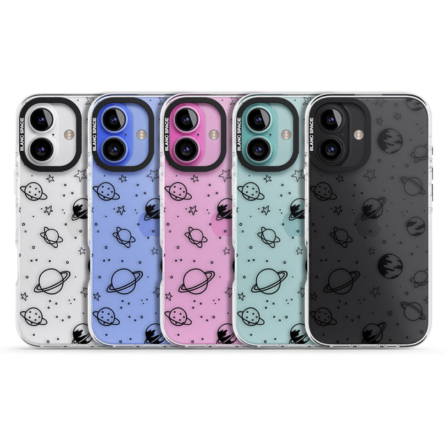 iPhone 16 Pro Max Cosmic Outer Space Design Black on Clear Black Impact Phone Case