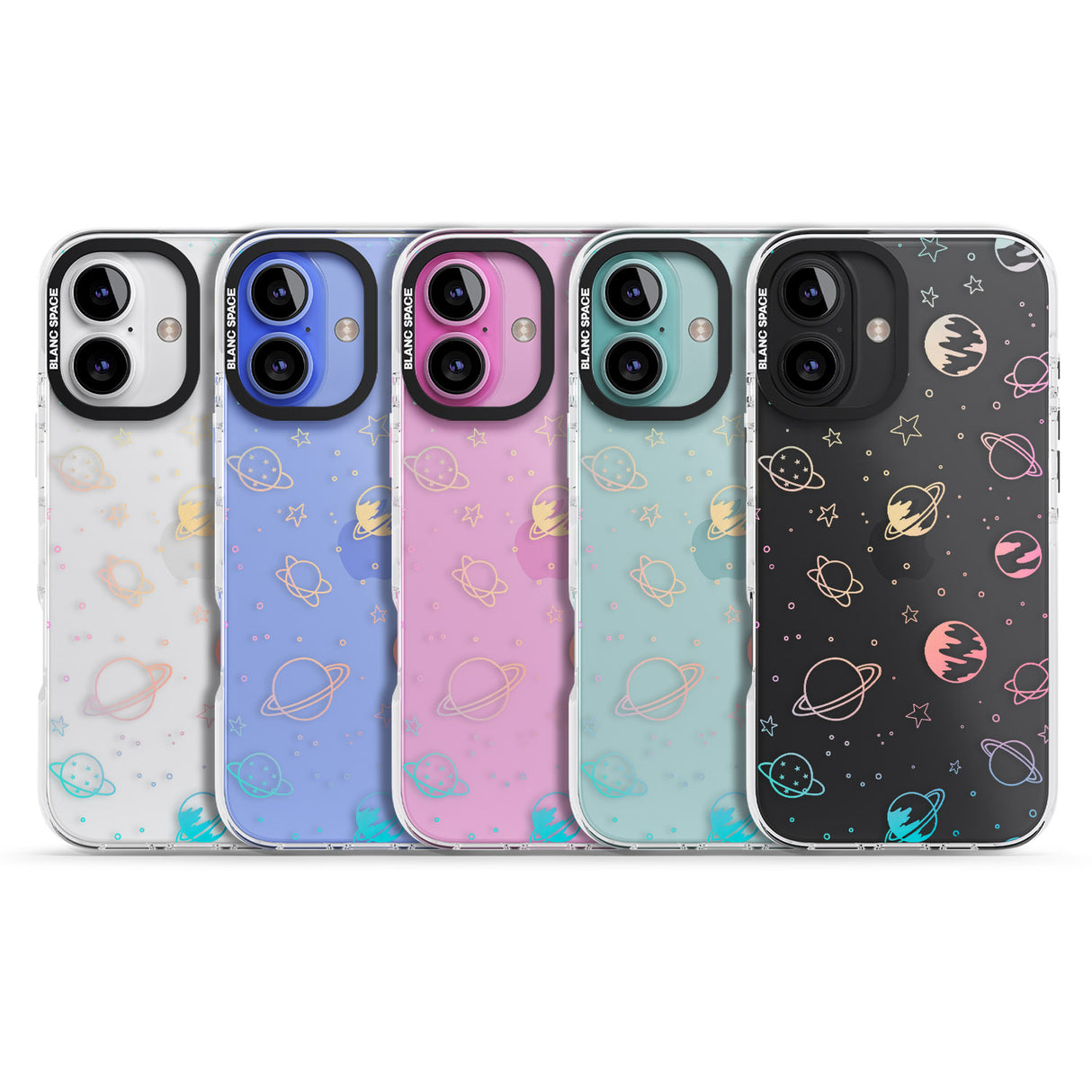 iPhone 16 Pro Max Cosmic Outer Space Design Pastels on Clear Black Impact Phone Case