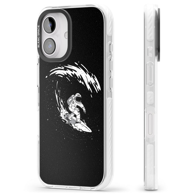 iPhone 16 Pro Max Surfing Astronaut Black Impact Phone Case