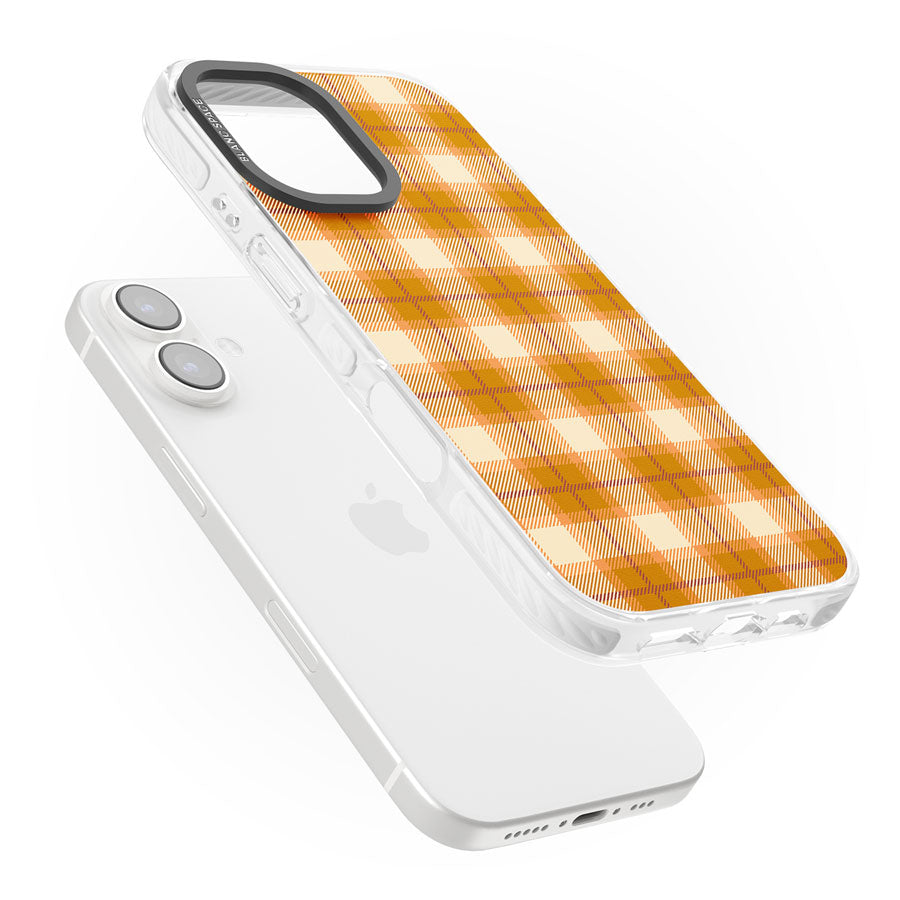 Pumpkin Plaid Impact Phone Case for iPhone 16, iPhone 16 Plus