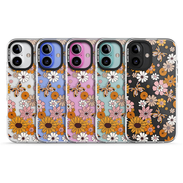 Butterfly & Bloom Autumn Floral Impact Phone Case for iPhone 16, iPhone 16 Plus