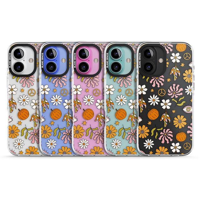 Retro Boho Fall Floral Impact Phone Case for iPhone 16, iPhone 16 Plus