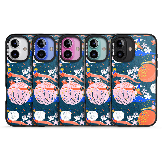 iPhone 16 Pro Max Bright Circles Abstract Black Impact Phone Case