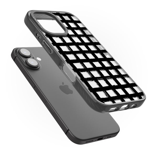 iPhone 16 Pro Max Messy Black Grid - Clear Black Impact Phone Case