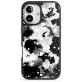 iPhone 16 Pro Max Black & White Acid Wash Tie-Dye Pattern Black Impact Phone Case