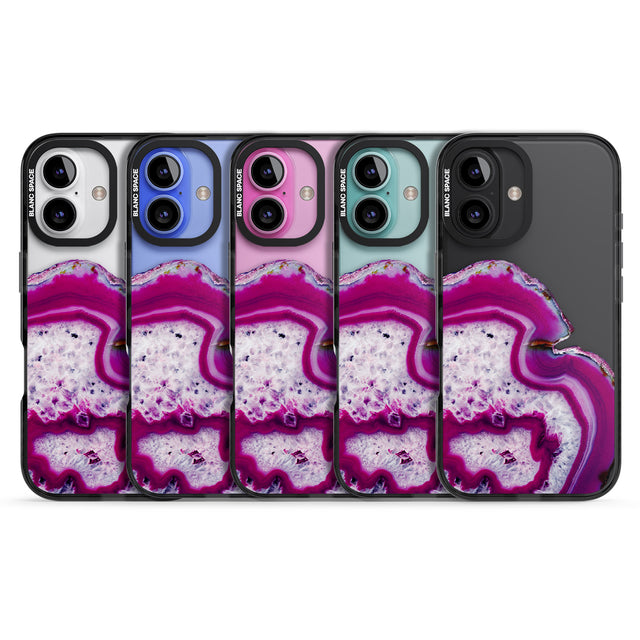 iPhone 16 Pro Max Violet & White Swirl Agate Crystal Clear Design Black Impact Phone Case