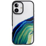 iPhone 16 Pro Max Green & Blue Gemstone Crystal Black Impact Phone Case