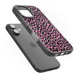 iPhone 16 Pro Max Green on Pink Leopard Print Pattern Black Impact Phone Case