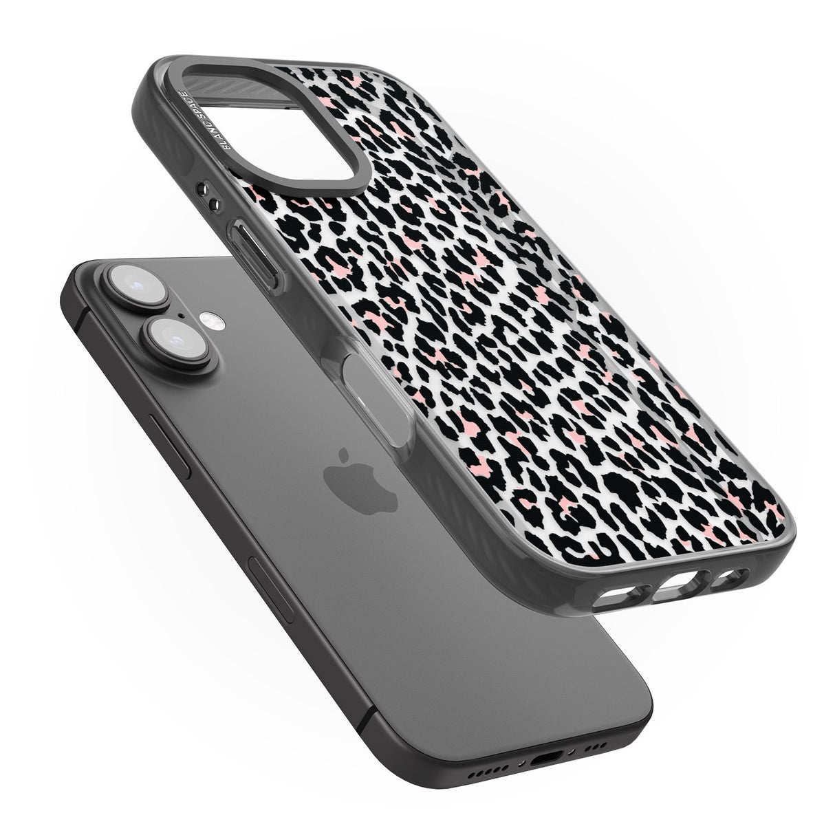 iPhone 16 Pro Max Light Pink Leopard Print - Transparent Black Impact Phone Case