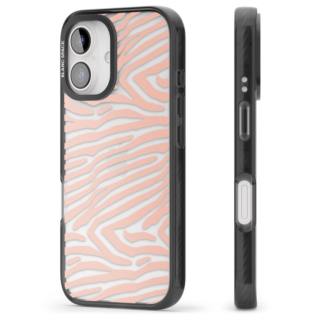 iPhone 16 Pro Max Horizontal Zebra Stripes Transparent Animal Print Black Impact Phone Case