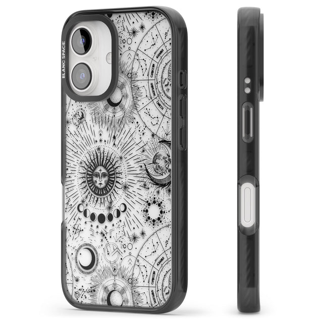 iPhone 16 Pro Max Transparent Suns & Zodiac Charts Black Impact Phone Case