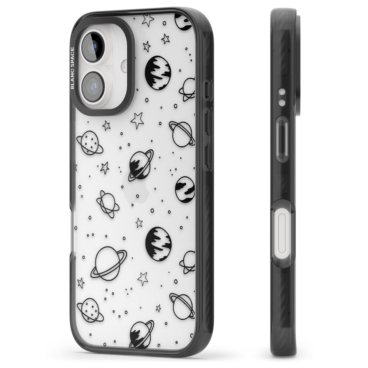 iPhone 16 Pro Max Cosmic Outer Space Design Black on Clear Black Impact Phone Case