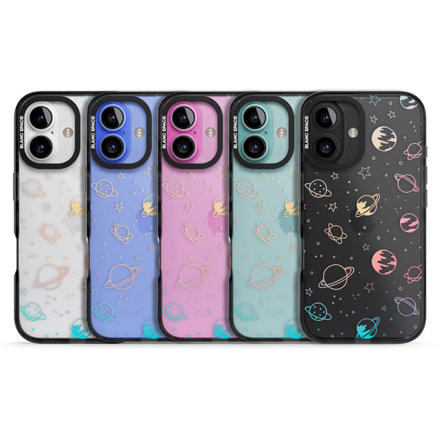 iPhone 16 Pro Max Cosmic Outer Space Design Pastels on Clear Black Impact Phone Case