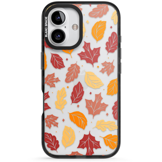 Autumn Leaves Black Impact Phone Case for iPhone 16, iPhone 16 Plus