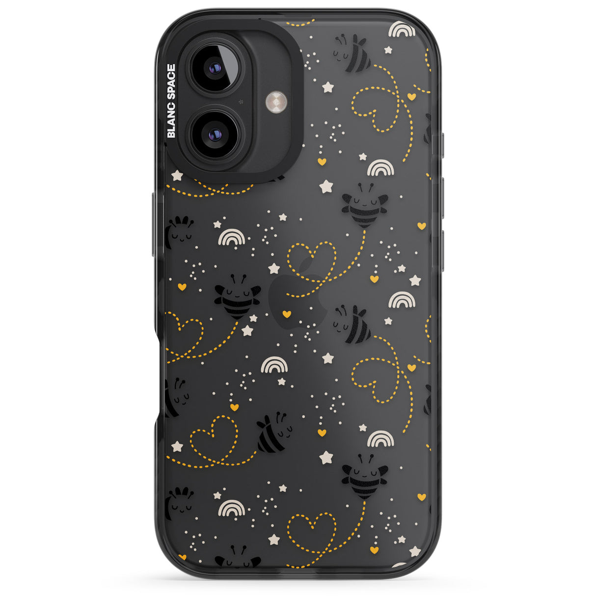 iPhone 16 Pro Max Sweet as Honey Patterns: Bees & Hearts (Clear) Black Impact Phone Case