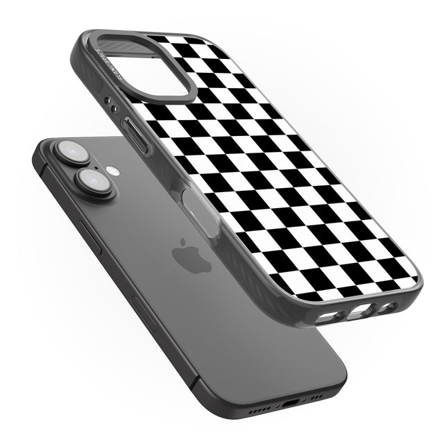 iPhone 16 Pro Max Black Checkered Black Impact Phone Case