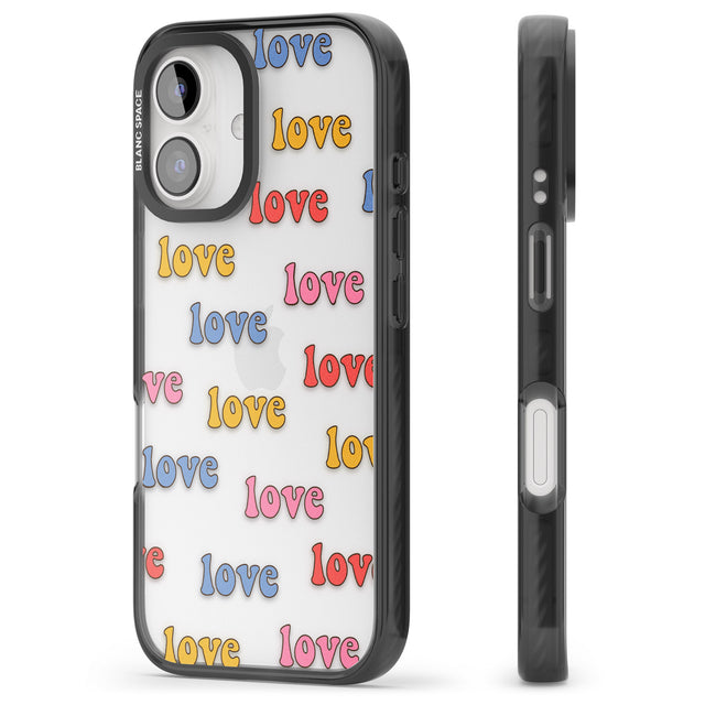 iPhone 16 Love Pattern Clear Impact Phone Case