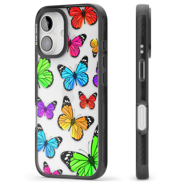 iPhone 16 Pro Max Vibrant Butterflies Black Impact Phone Case