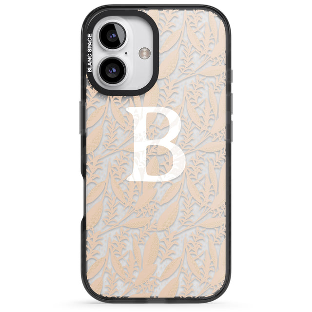 iPhone 16 Pro Max Personalised Subtle Monogram Abstract Floral Black Impact Phone Case