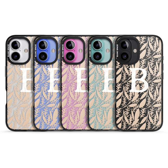 iPhone 16 Pro Max Personalised Subtle Monogram Abstract Floral Black Impact Phone Case