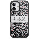 iPhone 16 Pro Max Personalised Pink & Cursive Leopard Spots Black Impact Phone Case