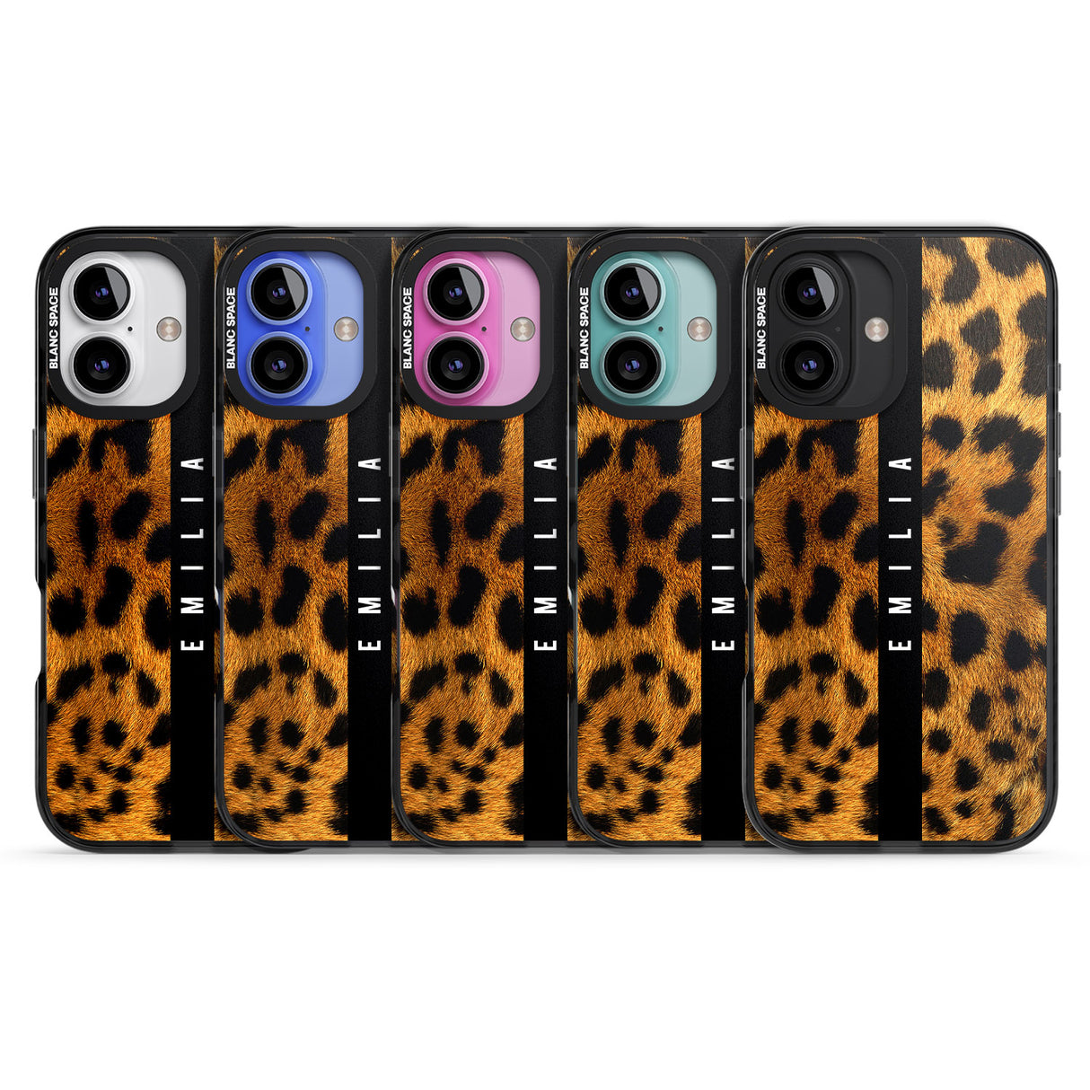 iPhone 16 Pro Max Personalised Leopard Print Black Impact Phone Case