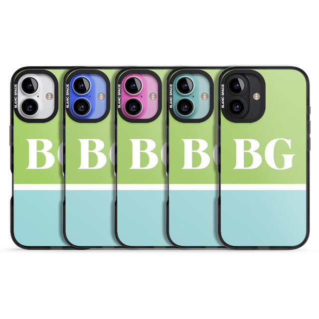 iPhone 16 Pro Max Personalised Colourblock: Green & Turquoise Black Impact Phone Case