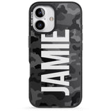 iPhone 16 Pro Max Personalised Vertical Name Black Camouflage Black Impact Phone Case