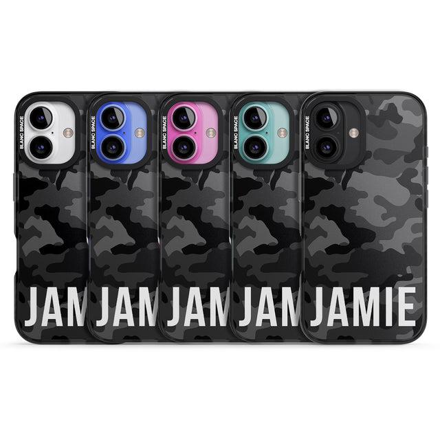 iPhone 16 Pro Max Personalised Horizontal Name Black Camouflage Black Impact Phone Case