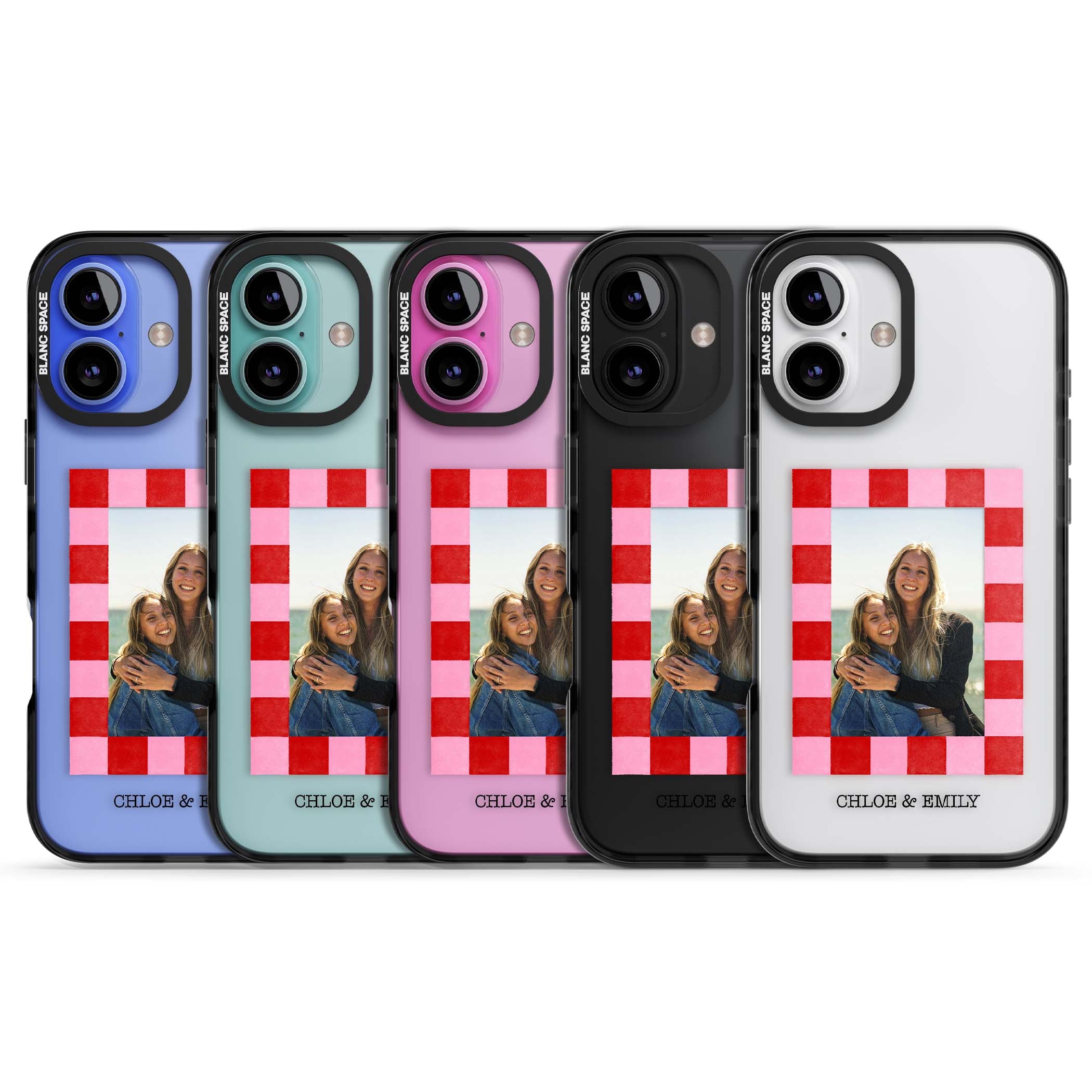 Bubblegum Check Photo for her iPhone case | Black Impact case for iPhone 16, iPhone 16 Plus