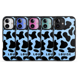 iPhone 16 Pro Max Personalised Blue and Black Cow Print Black Impact Phone Case