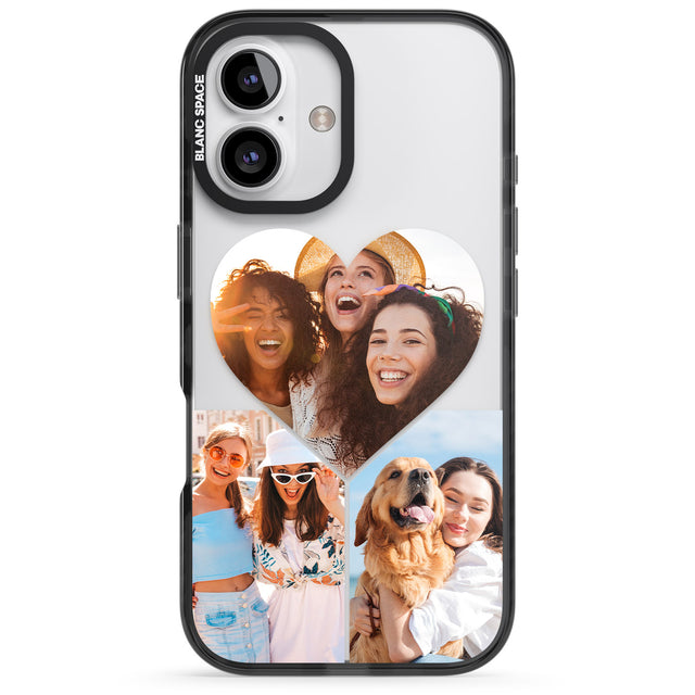 iPhone 16 Pro Max Personalised Heart Photo Black Impact Phone Case