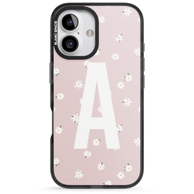 iPhone 16 Pro Max Personalised Pink Daisy Personalised Black Impact Phone Case