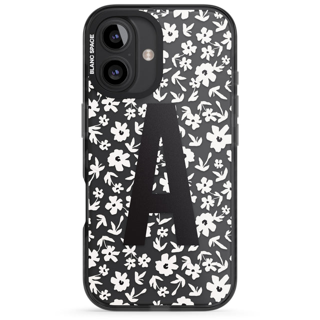 iPhone 16 Pro Max Personalised Floral Pattern Personalised Black Impact Phone Case